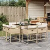 Image de vidaXL Ensemble Ã  manger de jardin et coussins 9 pcs beige Poly rotin
