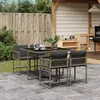 Image de Vidaxl Ensemble Ã Manger De Jardin 5 Pcs Coussins Gris RÃ©sine TressÃ©e