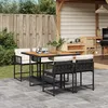 Image de Vidaxl Ensemble Ã Manger De Jardin Coussins 5pcs Noir RÃ©sine TressÃ©e