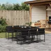 Image de Vidaxl Ensemble Ã Manger De Jardin Coussins 7pcs Noir RÃ©sine TressÃ©e