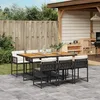 Image de Vidaxl Ensemble Ã Manger De Jardin Coussins 7pcs Noir RÃ©sine TressÃ©e