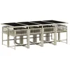 Image de vidaXL Ensemble Ã  manger de jardin et coussins 9 pcs gris clair rotin