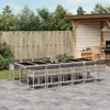 Image de vidaXL Ensemble Ã  manger de jardin et coussins 13 pcs gris clair rotin