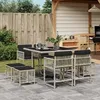 Image de vidaXL Ensemble Ã  manger de jardin et coussins 9 pcs gris clair rotin