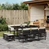 Image de Vidaxl Ensemble Ã Manger De Jardin 11 Pcs Coussins Noir RÃ©sine TressÃ©e