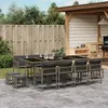 Image de Vidaxl Ensemble Ã Manger De Jardin Coussins 13 Pcs Gris RÃ©sine TressÃ©e