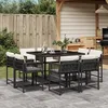 Image de Vidaxl Ensemble Ã Manger De Jardin 9pcs Coussins Noir RÃ©sine TressÃ©e