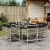 Image de vidaXL Ensemble Ã  manger de jardin et coussins 9 pcs gris clair rotin