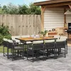 Image de vidaXL Ensemble Ã  manger de jardin 11 pcs coussins noir rÃ©sine tressÃ©e