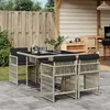 Image de vidaXL Ensemble Ã  manger de jardin et coussins 5 pcs gris clair rotin