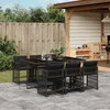 Image de Vidaxl Ensemble Ã Manger De Jardin Coussins 7pcs Noir RÃ©sine TressÃ©e