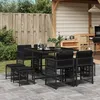 Image de Vidaxl Ensemble Ã Manger De Jardin 9pcs Coussins Noir RÃ©sine TressÃ©e