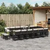 Image de Vidaxl Ensemble Ã Manger De Jardin 17 Pcs Coussins Noir RÃ©sine TressÃ©e
