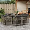 Image de Vidaxl Ensemble Ã Manger De Jardin 9 Pcs Coussins Gris RÃ©sine TressÃ©e