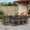 Image de Vidaxl Ensemble Ã Manger De Jardin 11pcs Avec Coussins Gris Poly Rotin