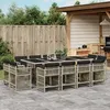 Image de vidaXL Ensemble Ã  manger de jardin et coussins 13 pcs gris clair rotin
