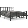 Image de vidaXL Cadre de lit mÃ©tal sans matelas avec pied de lit noir 135x190cm
