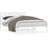 Image de vidaXL Cadre de lit mÃ©tal sans matelas et tÃªte de lit blanc 135x190 cm