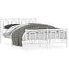 Image de vidaXL Cadre de lit mÃ©tal sans matelas et pied de lit blanc 135x190 cm