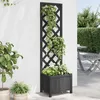 Image de Vidaxl JardiniÃ¨re Avec Treillis Noir Bois Massif De Sapin