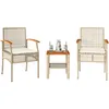 Image de Vidaxl Ensemble De Bistro 3 Pcs Coussins Beige RÃ©sine TressÃ©e Acacia