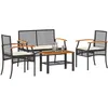 Image de Vidaxl Salon De Jardin 4 Pcs Avec Coussins Noir RÃ©sine TressÃ©e