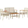 Image de Vidaxl Salon De Jardin Avec Coussins 4 Pcs Beige RÃ©sine TressÃ©e