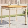 Image de Vidaxl Table De Jardin Beige 80x80x75 Cm RÃ©sine TressÃ©e Et Bois Acacia