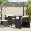 Image de Vidaxl Salon De Jardin 4 Pcs Avec Coussins Noir RÃ©sine TressÃ©e