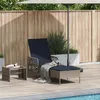 Image de Vidaxl Chaise Longue Grise Pe Rattan 157 X 55 X 92 Cm Pliable