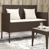 Image de Vidaxl Banc De Jardin Avec Coussins Marron RÃ©sine TressÃ©e