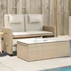 Image de Vidaxl Banc Inclinable De Jardin Avec Coussins Beige RÃ©sine TressÃ©e