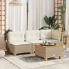 Image de Vidaxl Table De Jardin Beige 55x55x36 Cm RÃ©sine TressÃ©e Et Bois Acacia