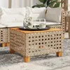 Image de Vidaxl Table De Jardin Beige 55x55x36 Cm RÃ©sine TressÃ©e Et Bois Acacia