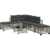 Image de Vidaxl Salon De Jardin D'angle Avec Coussins 3 Pcs Gris RÃ©sine TressÃ©e