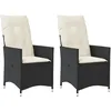 Image de Vidaxl Chaises Inclinables De Jardin Lot De 2 Et Coussins Noir Rotin