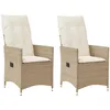 Image de Vidaxl Chaises Inclinables De Jardin Lot De 2 Et Coussins Beige Rotin