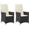 Image de Vidaxl Chaises Inclinables De Jardin Lot De 2 Et Coussins Noir Rotin