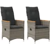 Image de Vidaxl Chaises Inclinables De Jardin Lot De 2 Et Coussins Gris Rotin