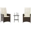 Image de Vidaxl Ensemble De Bistro 3 Pcs Avec Coussins Marron RÃ©sine TressÃ©e