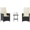 Image de Vidaxl Ensemble De Bistro 3 Pcs Avec Coussins Noir RÃ©sine TressÃ©e