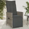 Image de Vidaxl Chaise Inclinable De Jardin Avec Coussins Gris RÃ©sine TressÃ©e