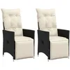 Image de Vidaxl Chaises Inclinables De Jardin Lot De 2 Et Coussins Noir Rotin