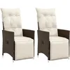 Image de Vidaxl Chaises Inclinables De Jardin Lot De 2 Et Coussins Marron Rotin