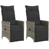 Image de Vidaxl Chaises Inclinables De Jardin Lot De 2 Et Coussins Gris Rotin