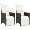 Image de Vidaxl Chaises Inclinables De Jardin Lot De 2 Et Coussins Noir Rotin