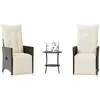 Image de Vidaxl Ensemble De Bistro 3 Pcs Avec Coussins Marron RÃ©sine TressÃ©e