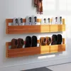 Image de vidaXL ÃtagÃ¨res Ã  chaussures murales 2 pcs cire marron 110x8,5x23,5 cm