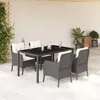 Image de Vidaxl Ensemble Ã Manger De Jardin Coussins 5pcs Noir RÃ©sine TressÃ©e