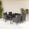 Image de Vidaxl Ensemble Ã Manger De Jardin Coussins 5pcs Noir RÃ©sine TressÃ©e